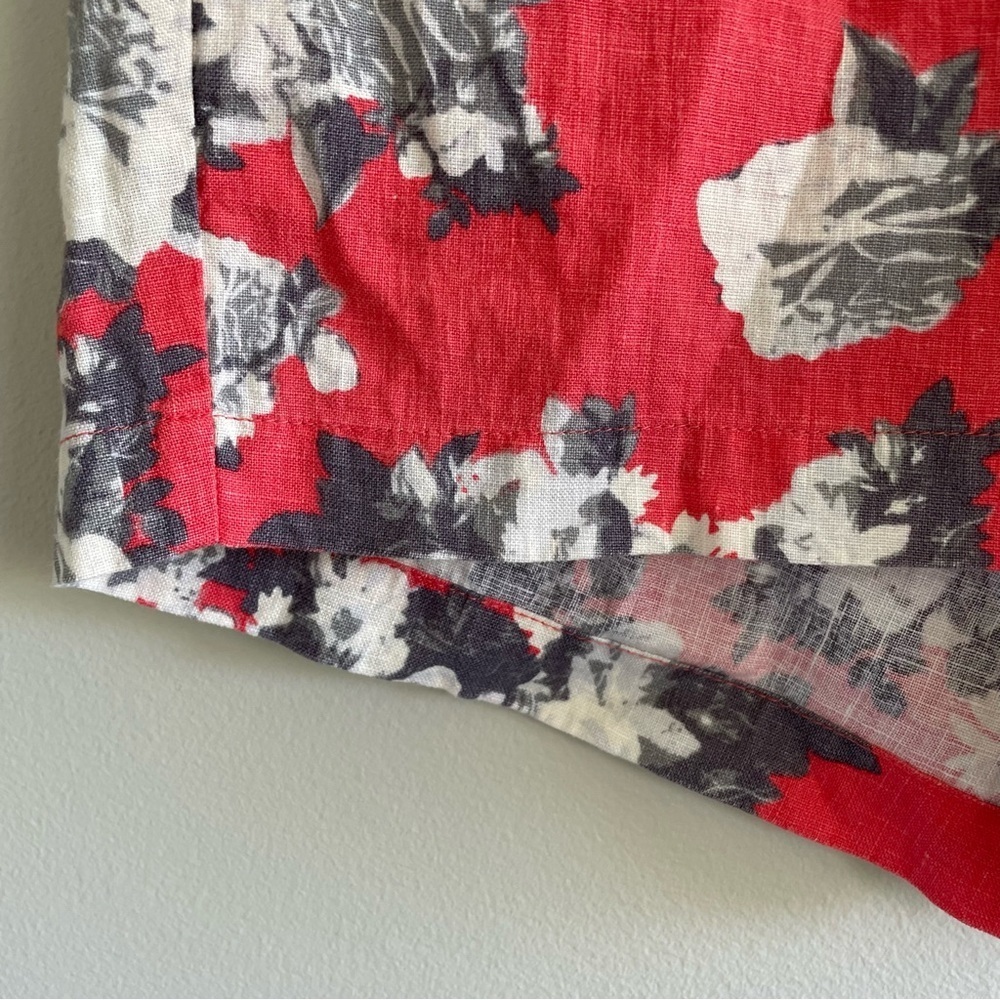 Kut From The Kloth Women's Jansen Printed Linen Short Coral Size 12 - Picture 3 of 8